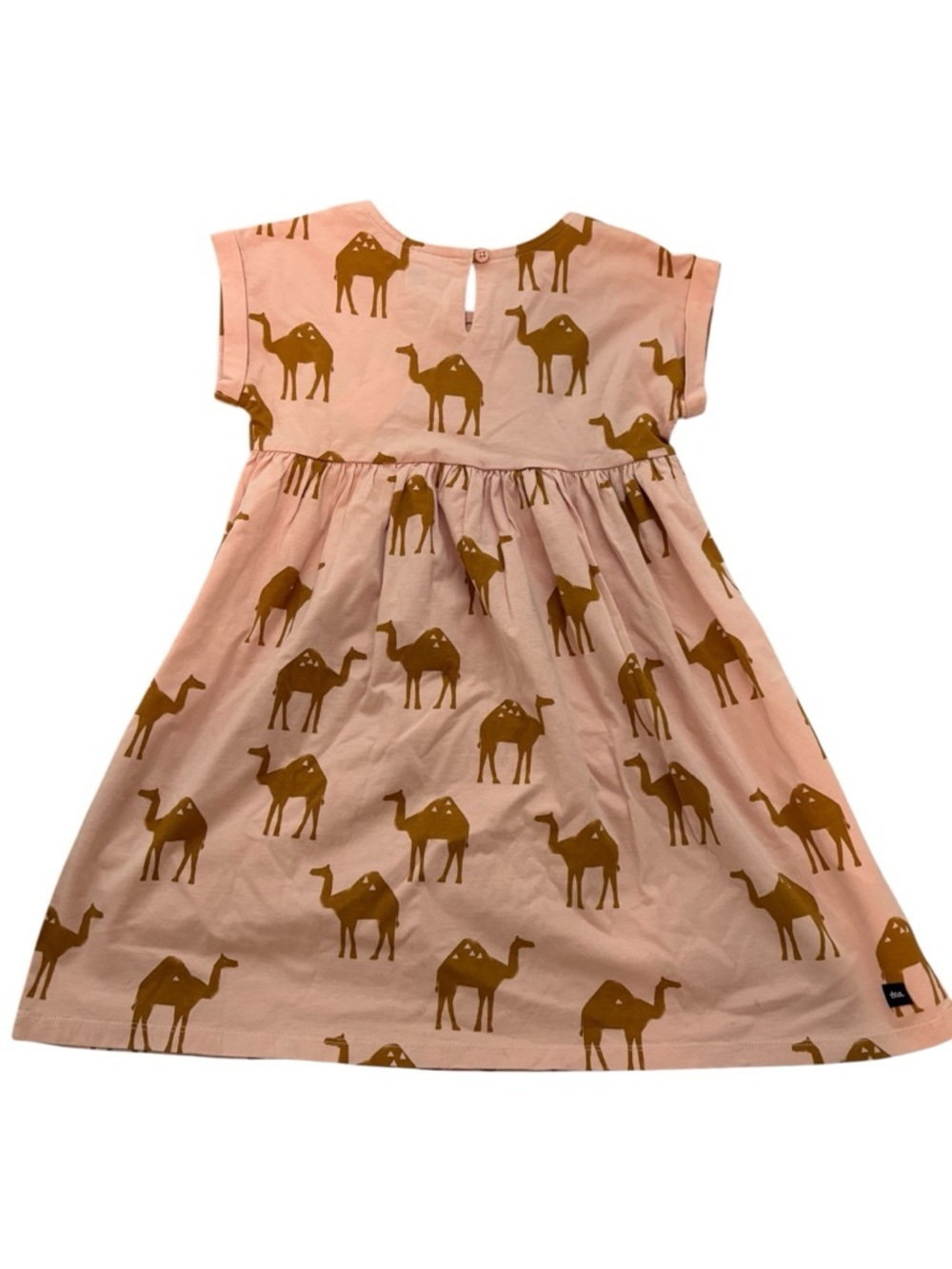NWT Tea Collection Pink Dress Camel Empire Girls  6